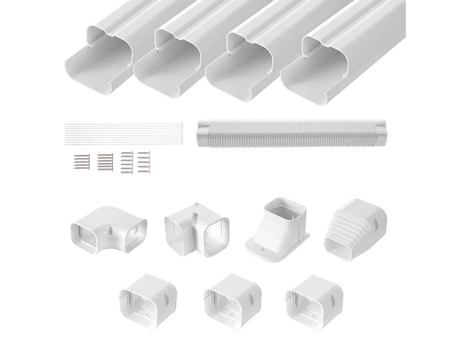 Cubierta de Línea SucceBuy 7.62cm de Ancho 483 cm para Mini-Split/Aire Acondicionado, PVC Decorativo para Aire Acondicionado. 4 Conductos Rectos y Componentes