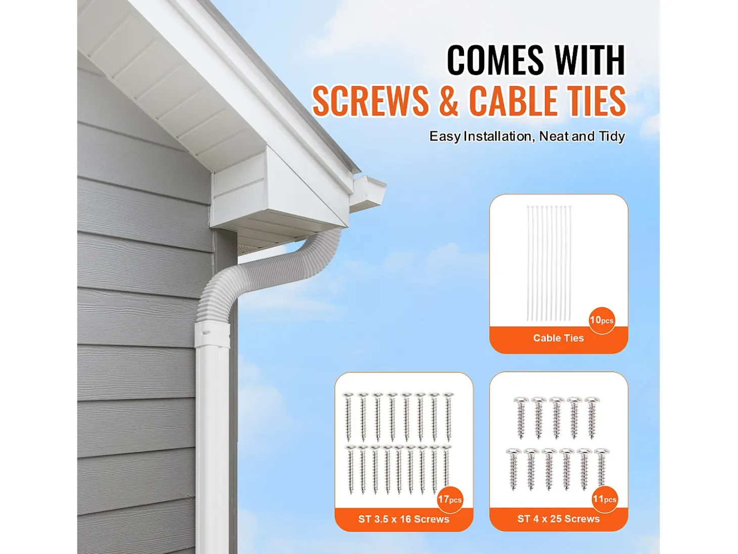 Cubierta de Línea SucceBuy 7.62cm de Ancho 483 cm para Mini-Split/Aire Acondicionado, PVC Decorativo para Aire Acondicionado. 4 Conductos Rectos y Componentes