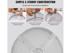 Cubierta SucceBuy de Protección de 69cm para Hogar de Leña, Cubierta en Acero Inoxidable, Cubierta de Hogar al Aire Libre con Pantalla Superior de Apertura Fácil