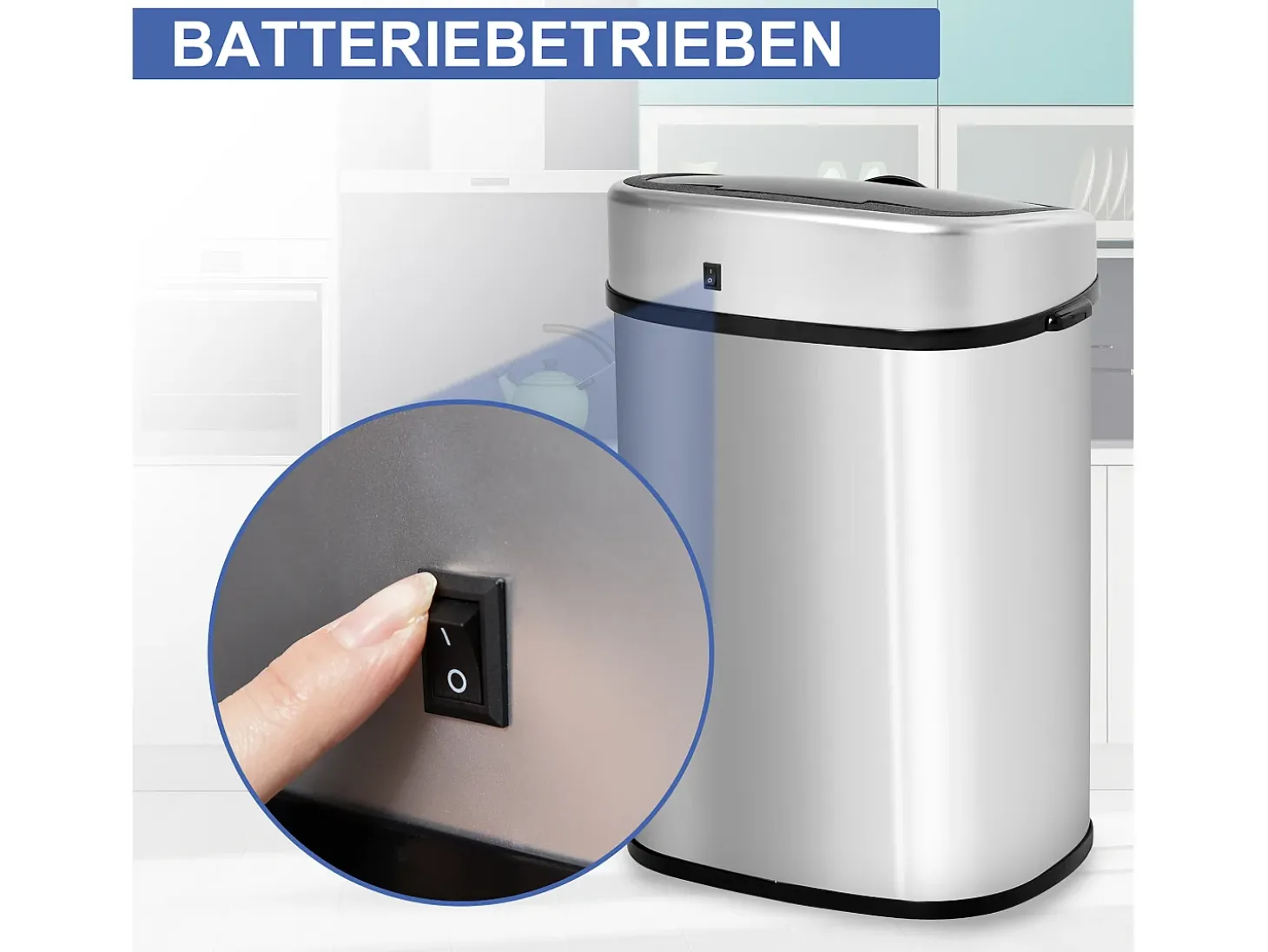 Cubo de basura automático con sensor infrarrojo, acero inoxidable, 58L, color plata (40,9x28,9x68 cm)