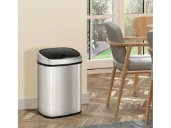 Cubo de basura automático con sensor infrarrojo, acero inoxidable, 58L, color plata (40,9x28,9x68 cm)