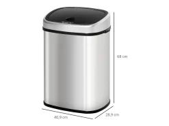 Cubo de basura automático con sensor infrarrojo, acero inoxidable, 58L, color plata (40,9x28,9x68 cm)