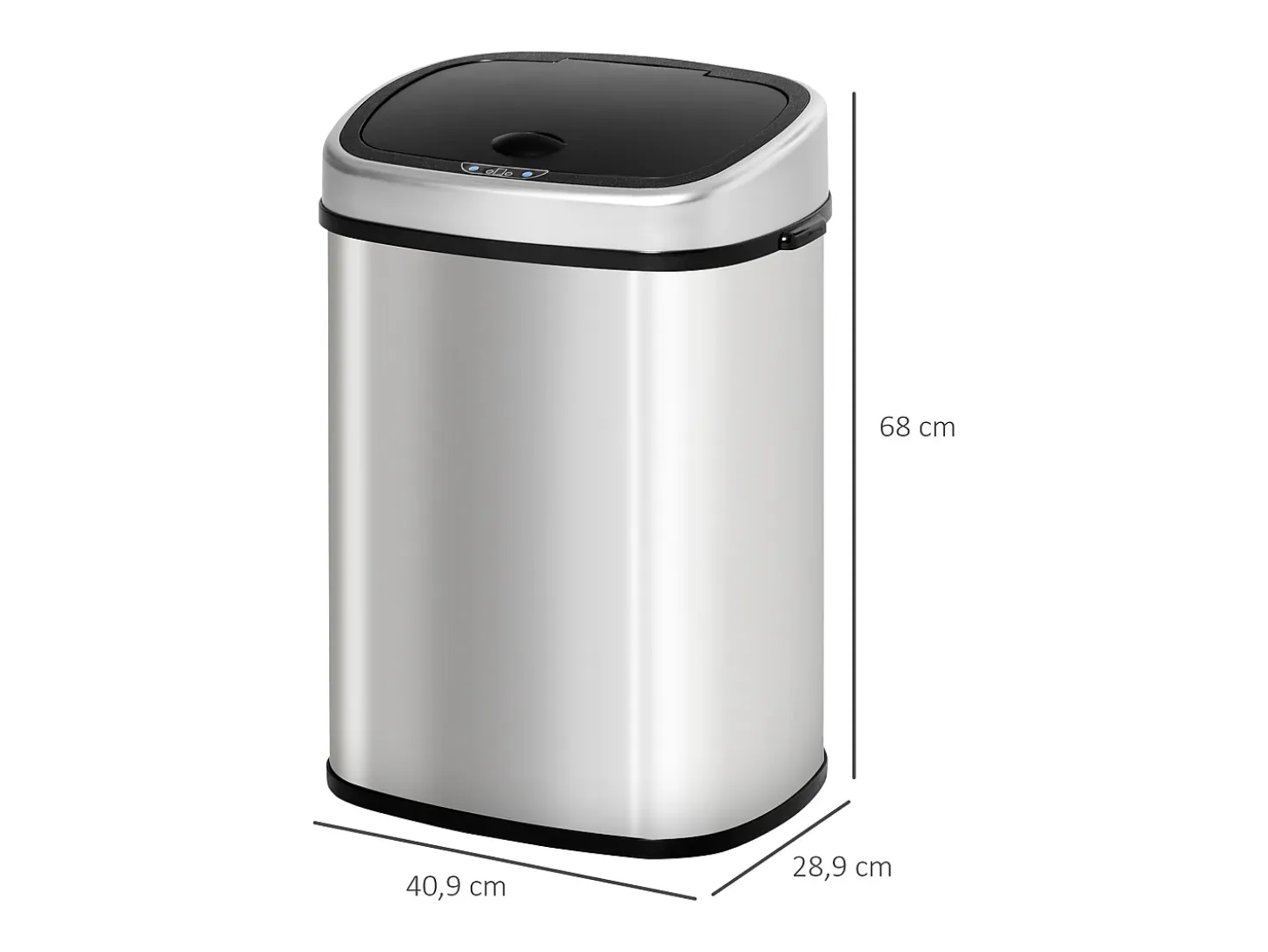 Cubo de basura automático con sensor infrarrojo, acero inoxidable, 58L, color plata (40,9x28,9x68 cm)