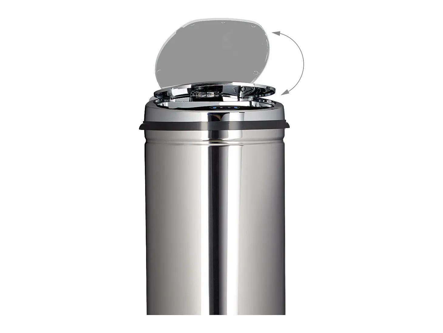 Cubo de basura de acero inoxidable 50 litros cubo de basura metálico 80 cm de alto 30 cm de diámetro tapa redonda color plata 13_0002329