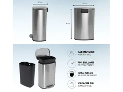 Cubo de basura de cocina de pedal 50L ADMIRAL