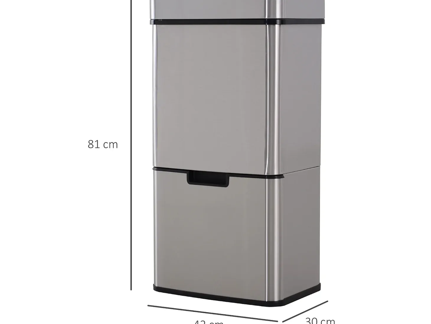 Cubo de basura gris 42x30x81cm HOMCOM