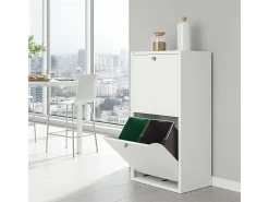Cubo de basura para la cocina - Cubo de reciclaje - 4 compartimentos de 20L -51,7(ancho)x91,7(alto)x27,3(fondo) cm. - Blanco - EMI