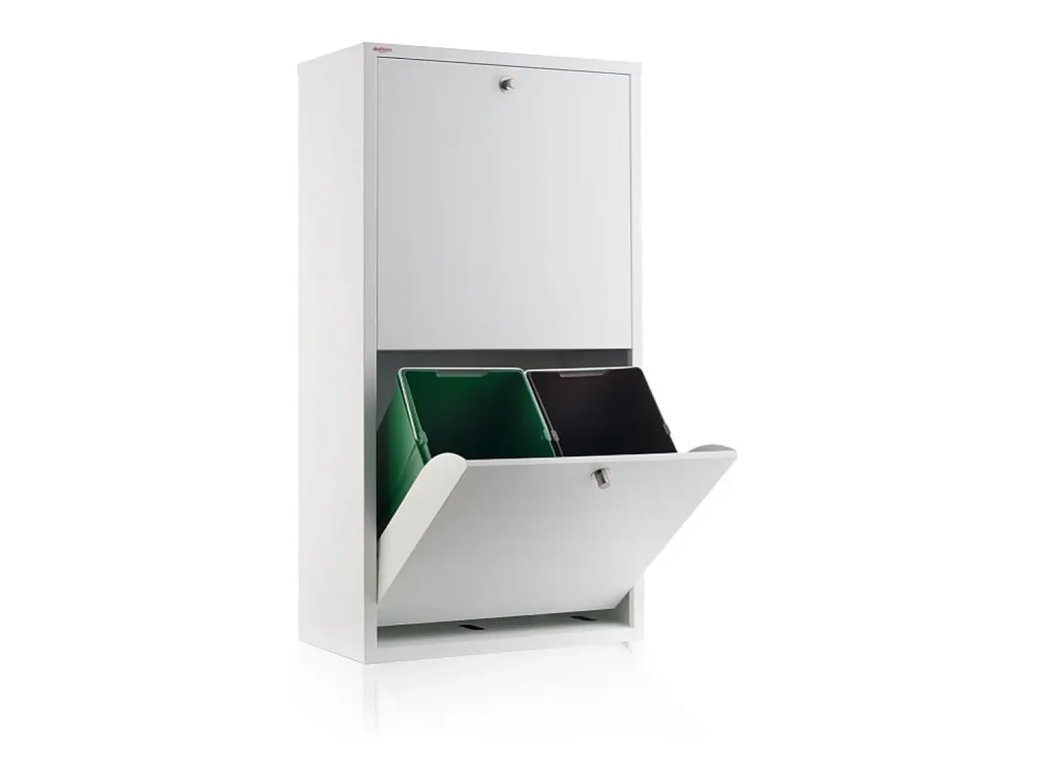 Cubo de basura para la cocina - Cubo de reciclaje - 4 compartimentos de 20L -51,7(ancho)x91,7(alto)x27,3(fondo) cm. - Blanco - EMI