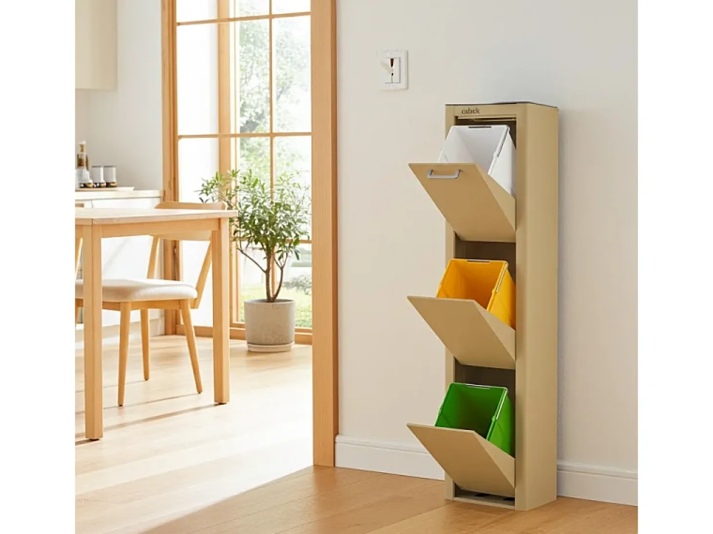 Cubo de basura para la cocina - Cubo de reciclaje - 3 compartimentos de 20L - CUBEK