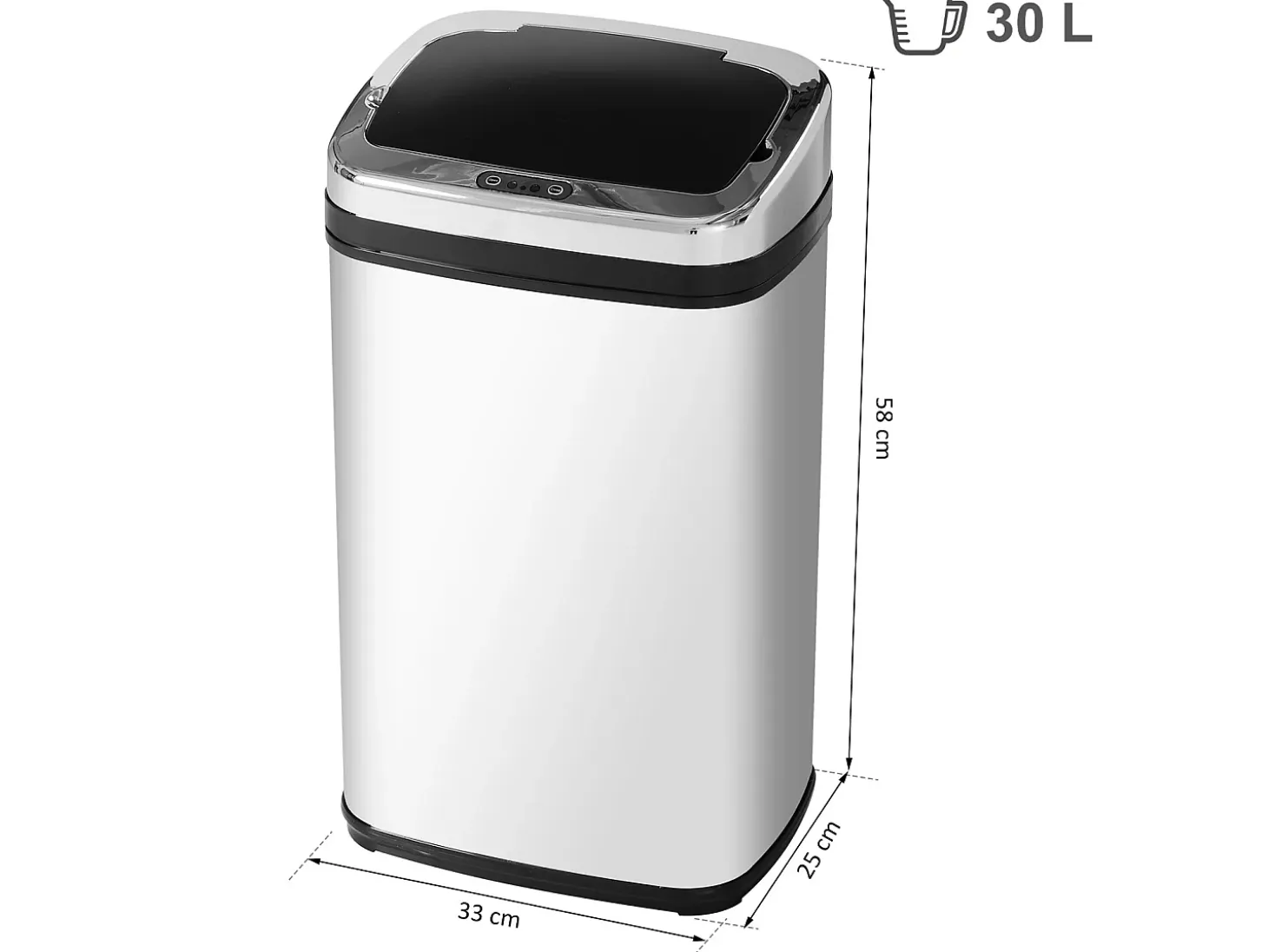 Cubo de basura plata 33x25x58 cm HOMCOM