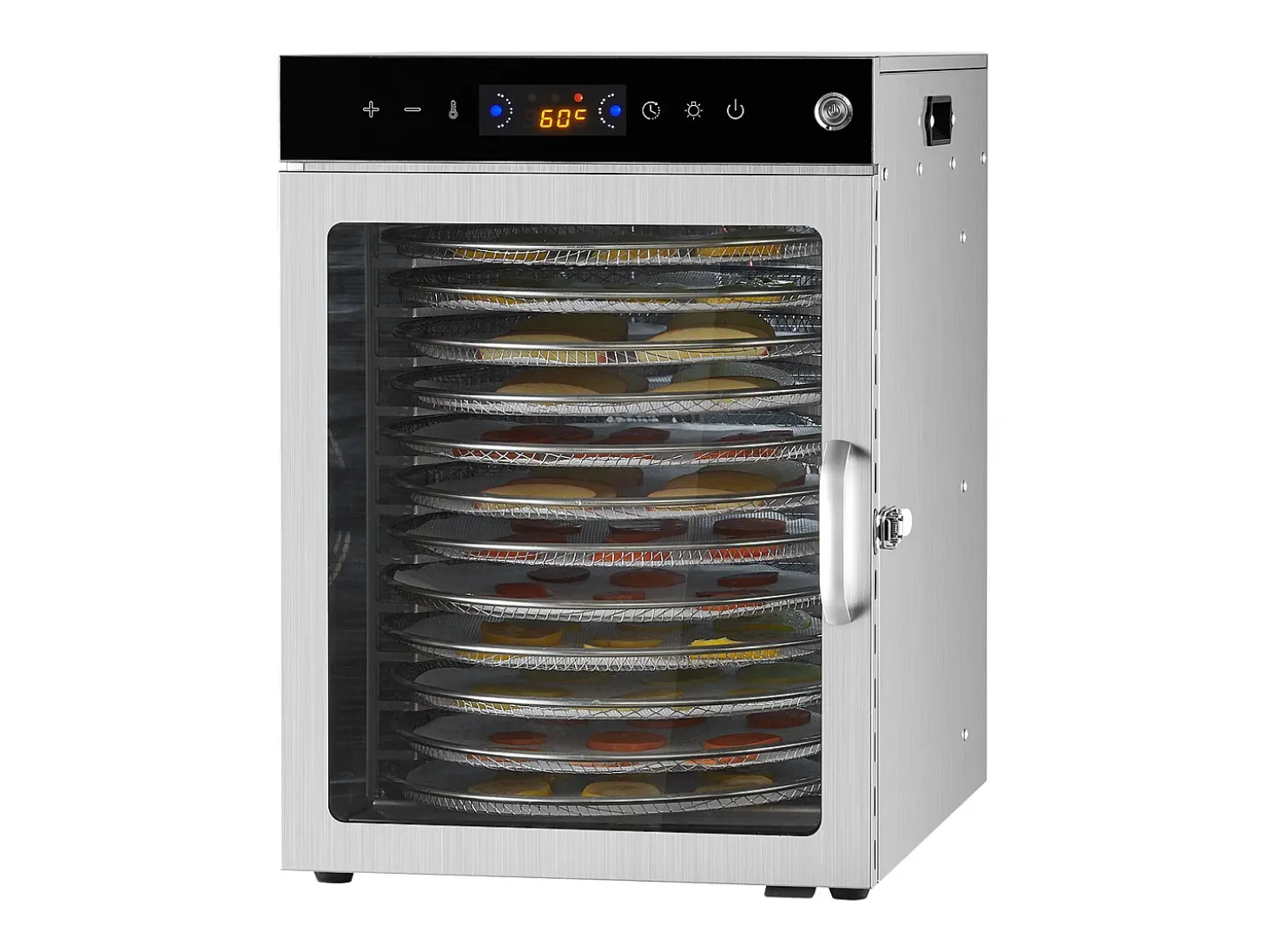 Deshidratador de Alimentos SucceBuy Deshidratador Rotatorio de Alimentos, 12 Bandejas, Acero Inoxidable, 800 W, para Deshidratar Fruta