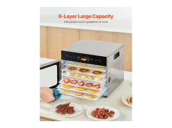 Deshidratador de Alimentos SucceBuy, 6 Bandejas de Acero Inoxidable, 1000W, para Deshidratación de Carne y Frutas