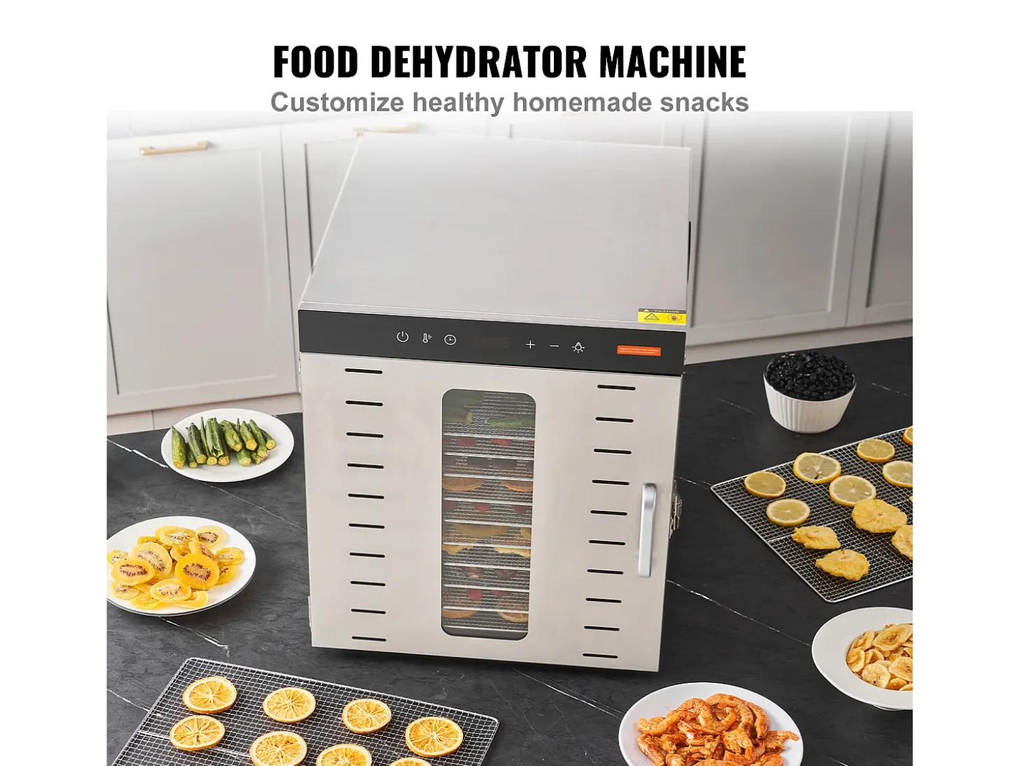 Deshidratador SucceBuy Deshidratador Alimentario con 10 Platos, Secador de Frutas Secas en Acero Inoxidable de 1000 W