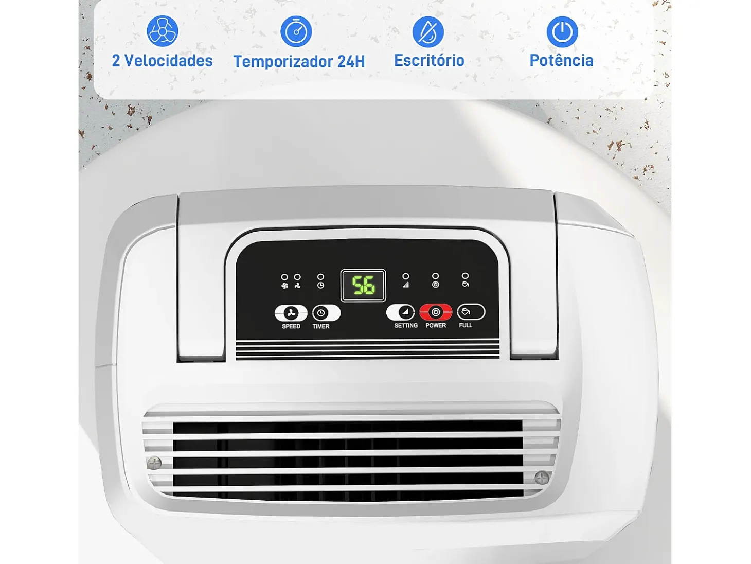Deshumidificador eléctrico Fresh Homcom 12L 2 velocidades blanco 50,6x28x18 cm