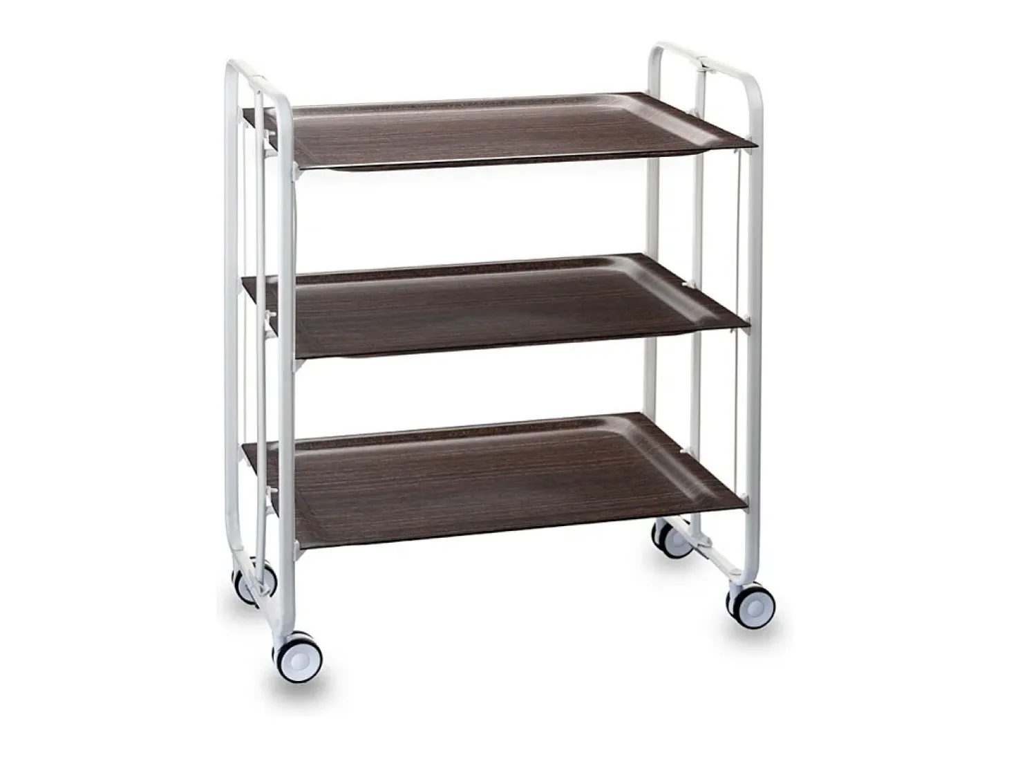DON HIERRO - Carrito auxiliar plegable BAUHAUS blanco con ruedas – 3 niveles y 3 posiciones-