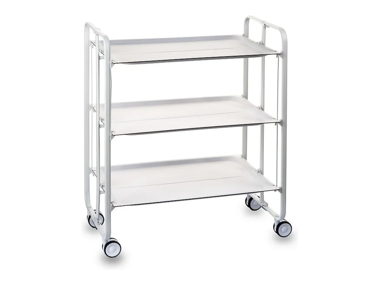 DON HIERRO - Carrito auxiliar plegable BAUHAUS blanco con ruedas – 3 niveles y 3 posiciones-