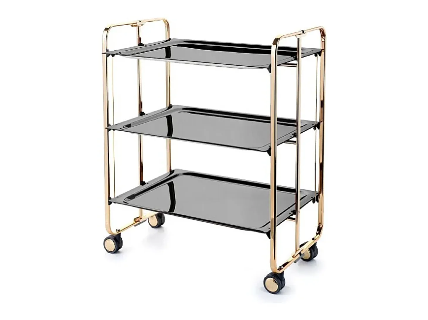 DON HIERRO - Carrito auxiliar plegable BAUHAUS dorado con ruedas – 3 niveles y 3 posiciones-