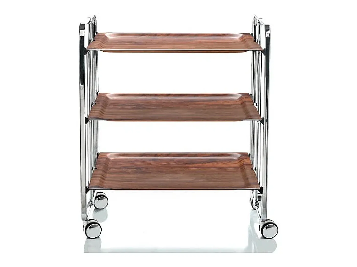 DON HIERRO - Carrito auxiliar plegable BAUHAUS cromado con ruedas – 3 niveles y 3 posiciones-Cedro