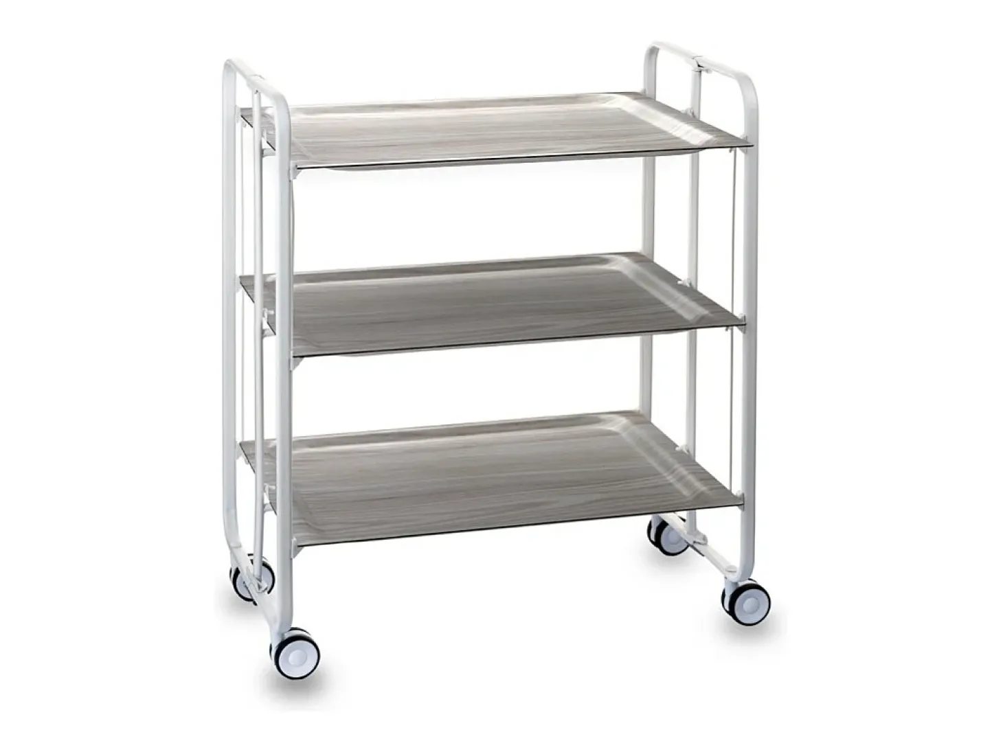 DON HIERRO - Carrito auxiliar plegable BAUHAUS blanco con ruedas – 3 niveles y 3 posiciones-