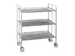 DON HIERRO - Carrito auxiliar plegable BAUHAUS blanco con ruedas – 3 niveles y 3 posiciones-