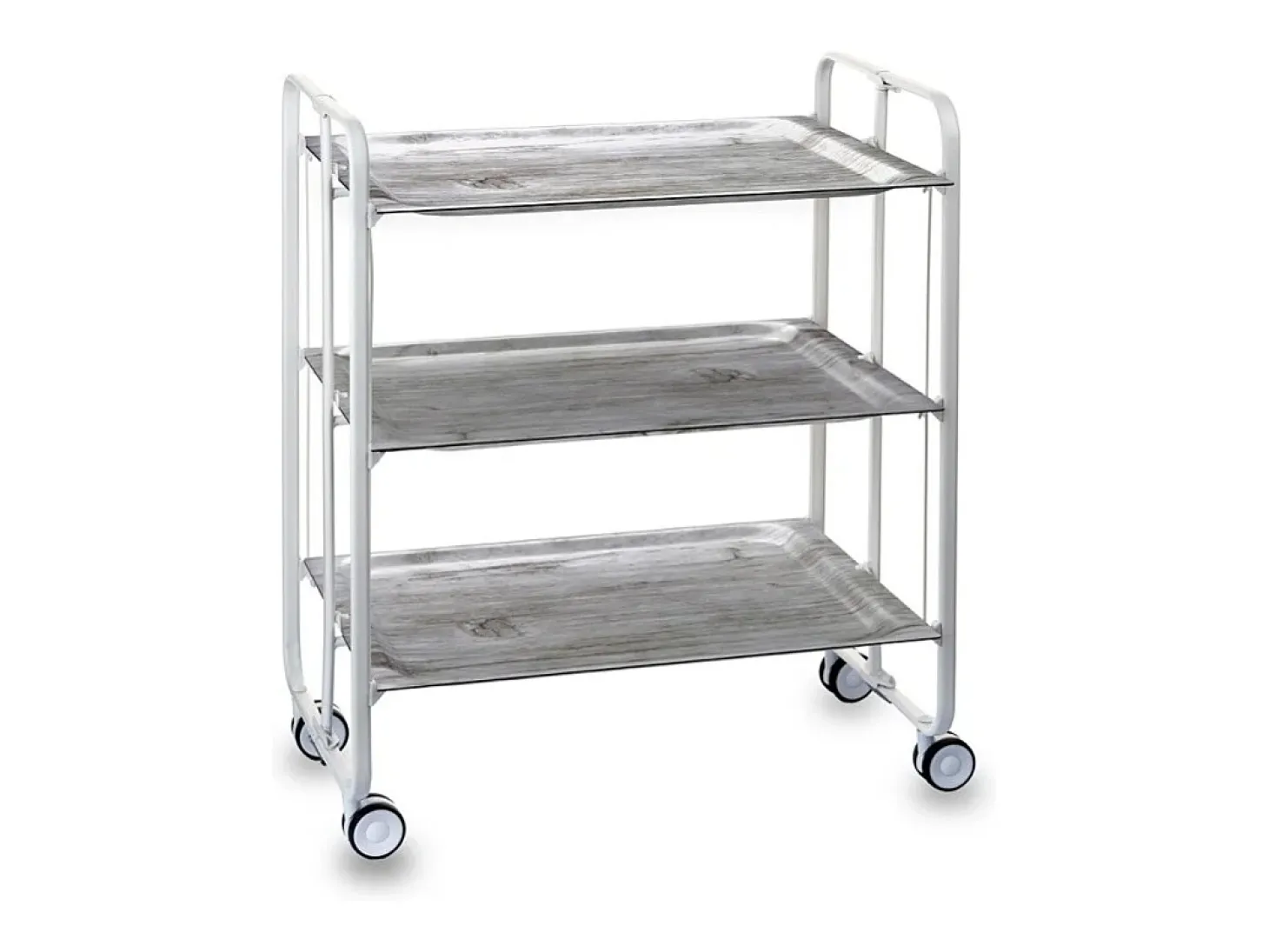 DON HIERRO - Carrito auxiliar plegable BAUHAUS blanco con ruedas – 3 niveles y 3 posiciones-