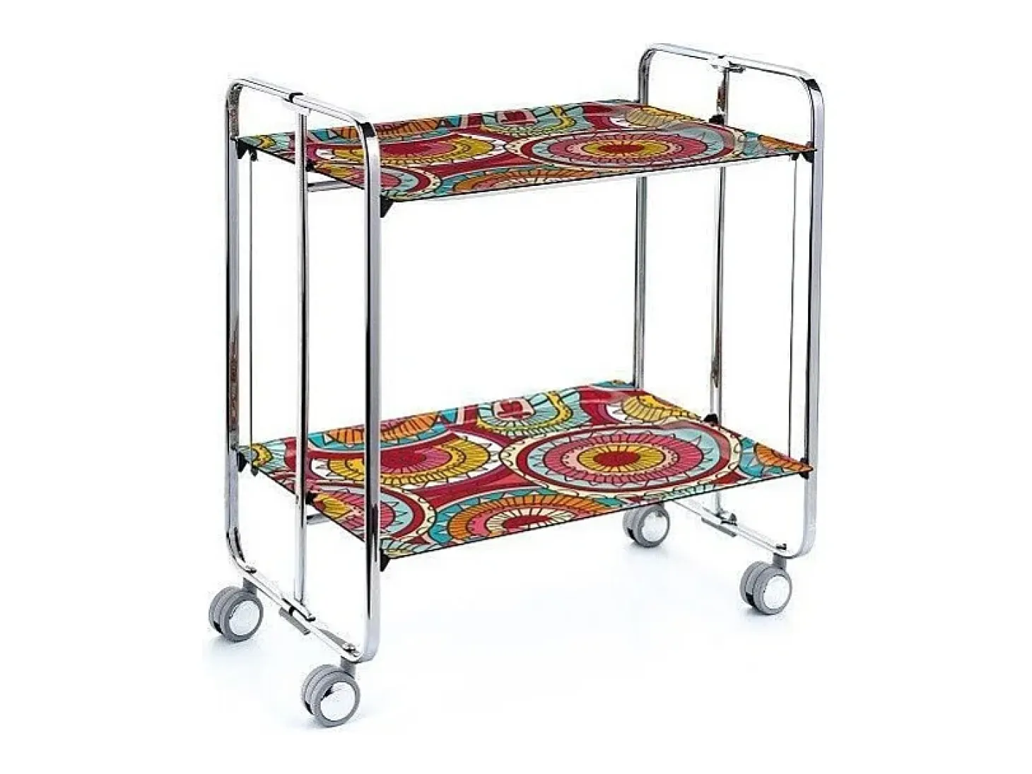 DON HIERRO - Carrito auxiliar plegable BAUHAUS cromado con ruedas – 2 niveles y 4 posiciones-