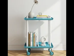DON HIERRO - Carrito auxiliar LEKY, armazón blanco, 2 estantes. Multifuncional, práctico y decorativo-