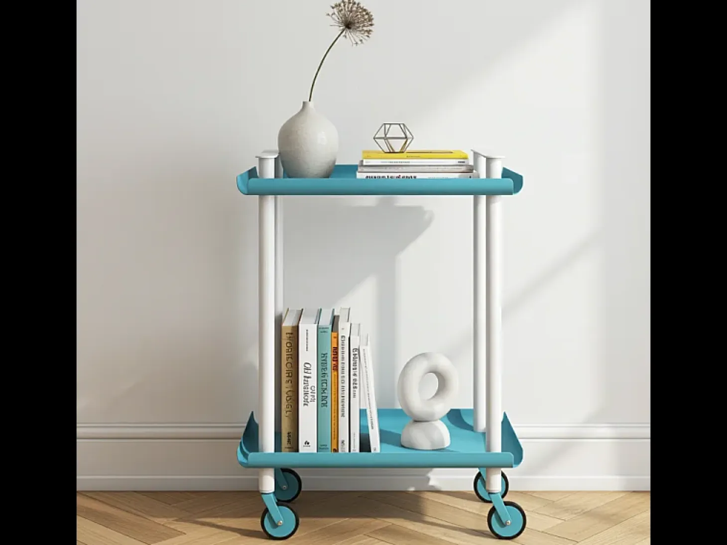 DON HIERRO - Carrito auxiliar LEKY, armazón blanco, 2 estantes. Multifuncional, práctico y decorativo-