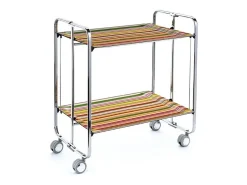 DON HIERRO - Carrito auxiliar plegable BAUHAUS cromado con ruedas – 2 niveles y 4 posiciones-