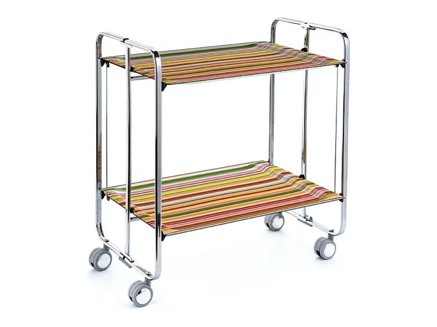 DON HIERRO - Carrito auxiliar plegable BAUHAUS cromado con ruedas – 2 niveles y 4 posiciones-