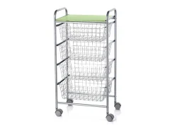 DON HIERRO - Carrito verdulero GREEN, 4 cestas de gran capacidad, Gris aluminio y Verde pistacho-