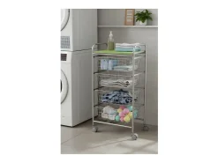 DON HIERRO - Carrito verdulero GREEN, 4 cestas de gran capacidad, Gris aluminio y Verde pistacho-
