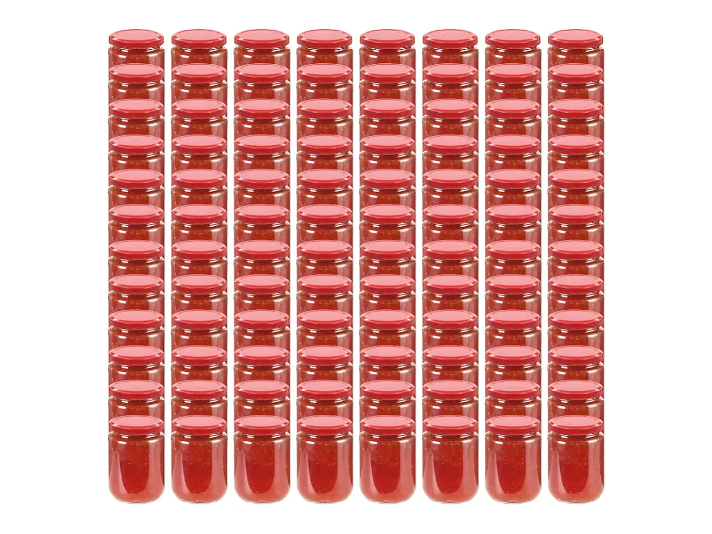 Drew Mason Tarros de mermelada de vidrio con tapa roja 96 unidades 230 ml