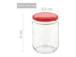 Drew Mason Tarros de mermelada de vidrio con tapa roja 48 unidades 230 ml