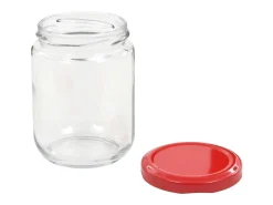 Drew Mason Tarros de mermelada de vidrio con tapa roja 48 unidades 230 ml