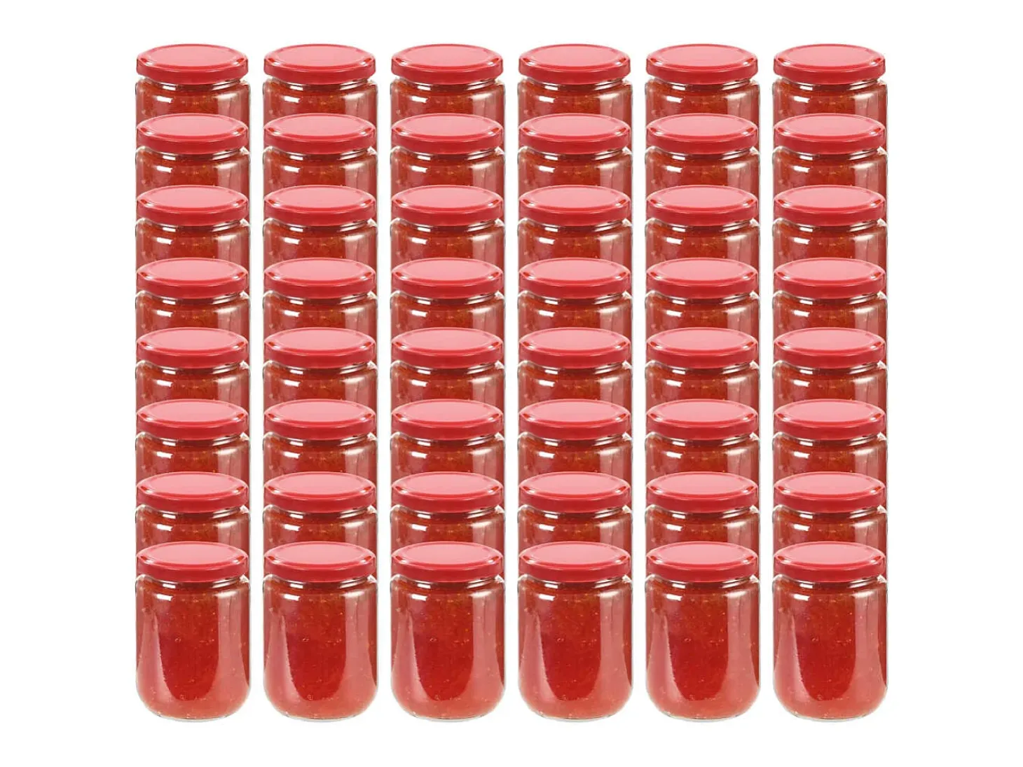 Drew Mason Tarros de mermelada de vidrio con tapa roja 48 unidades 230 ml