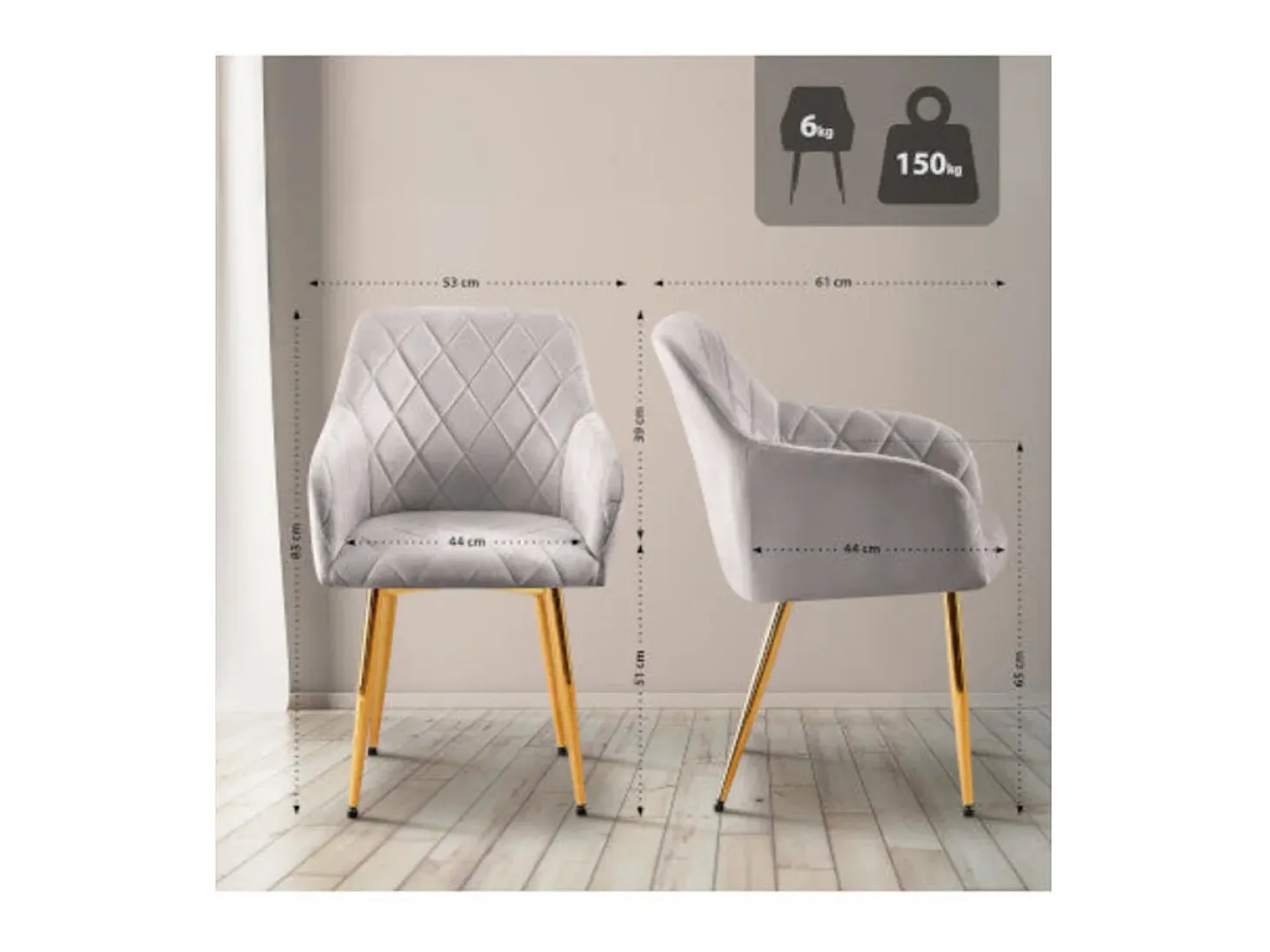 Dudeco Silla Bilbau Gold Gris claro