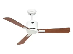 eco neo III 103, ventilador sin luz, cuerpo blanco con aspas en wengue y gris, casafan