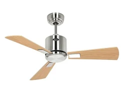 eco neo ventilador wifi III 92 sin luz, cuerpo de acero cepillado, aspas de arce y haya, casafan