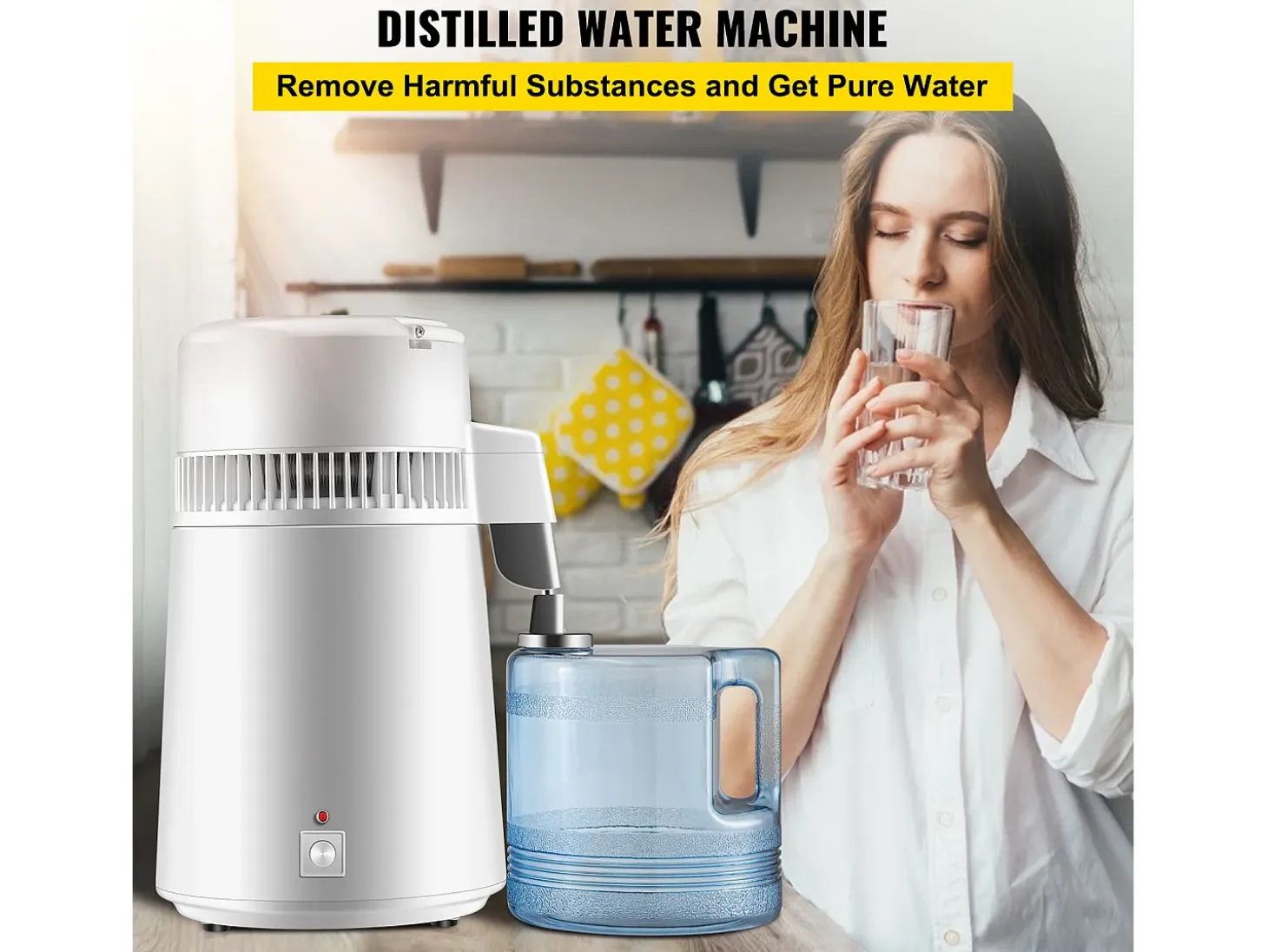 Electrodoméstico Pequeño SucceBuy Destilador de Agua Pura 4 L, Filtro Purificador de Agua 1 L/H, Casa Médica Dental, 220 V