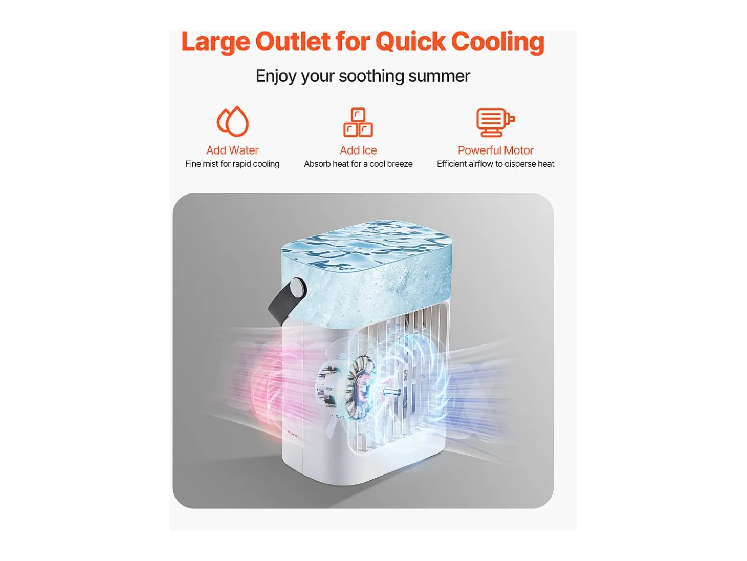 Enfriador de Aire Portátil, SucceBuy 4 en 1 Acondicionador de Aire Portátil con Tanque de Agua de 700 mL