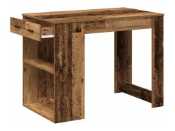 Escritorio con cajón estante madera contrachapada madera vieja