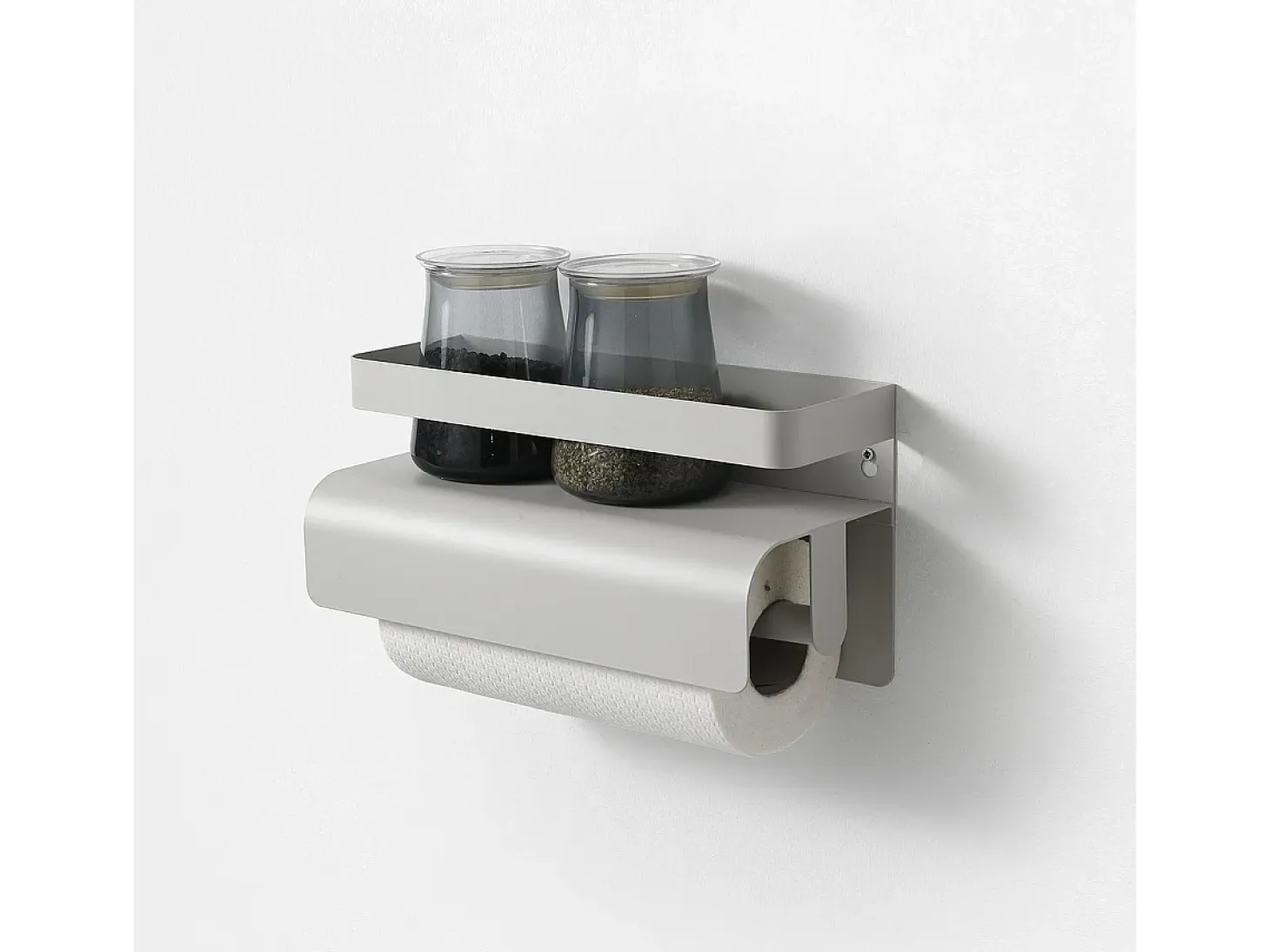 Estante de cocina con portarrollos de metal moderno Gef - Gris