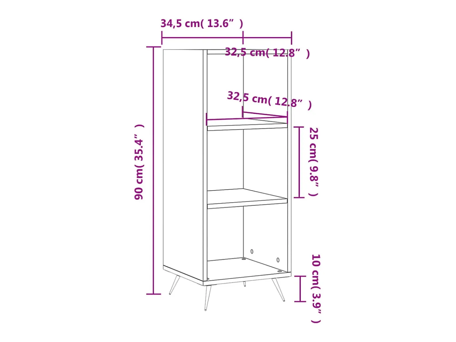 Estantería blanca 34,5x32,5x90 cm madera de ingeniería