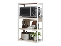 Estantería de Cocina Unidad de Cocina Alta con estantes de Almacenamiento, Marco de Metal Blanco, Estante Industrial para microondas 50x30x100 Cm, Col