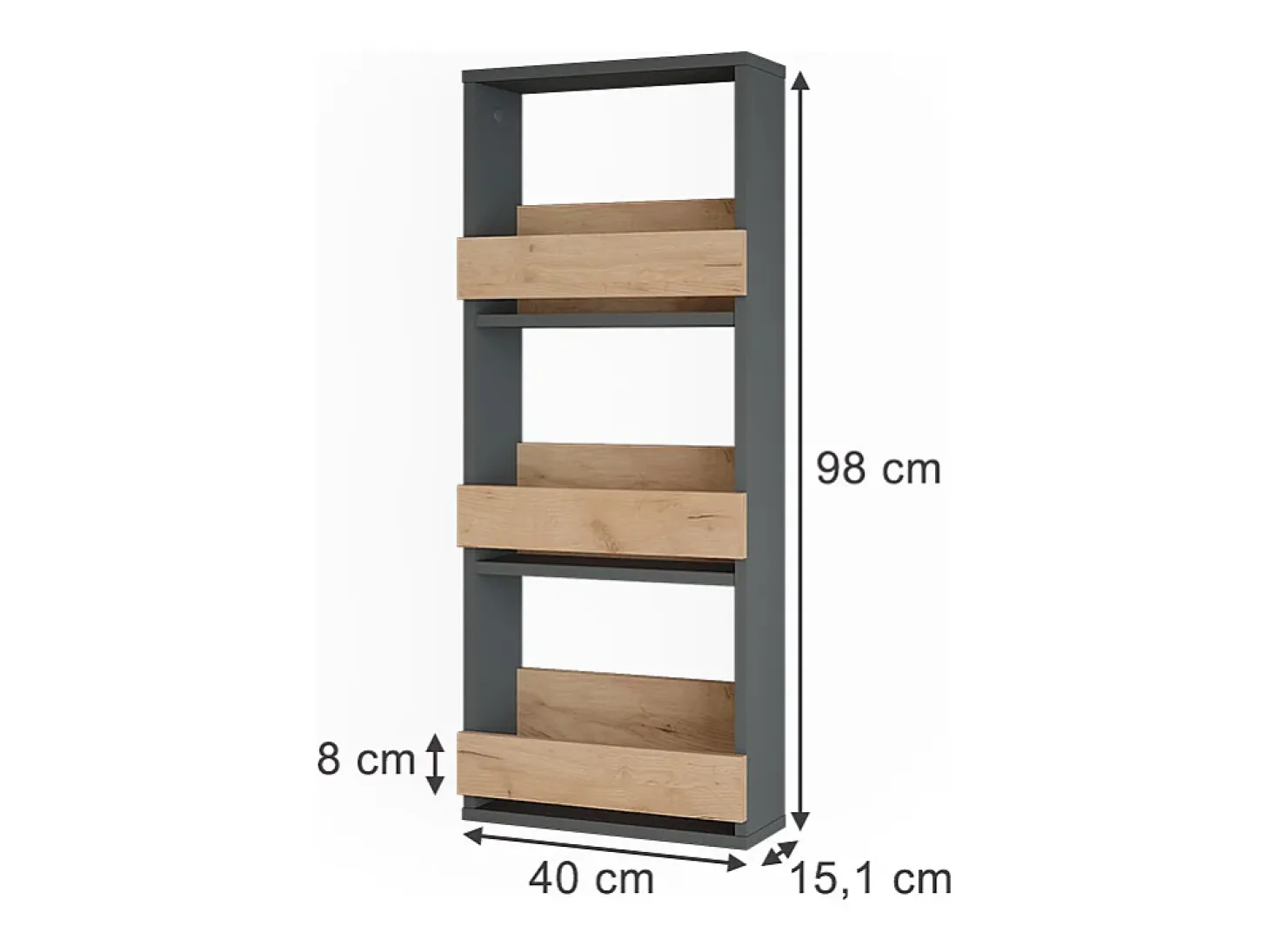 Estantería de pared oro power roble/antracita 40x15.1x98 repose