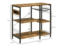 Estantería Rodeo Homcom con toma de corriente + estantes ajustables marrón oscuro 83x90x40 cm