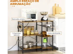 Estantería Rodeo Homcom con toma de corriente + estantes ajustables marrón oscuro 83x90x40 cm