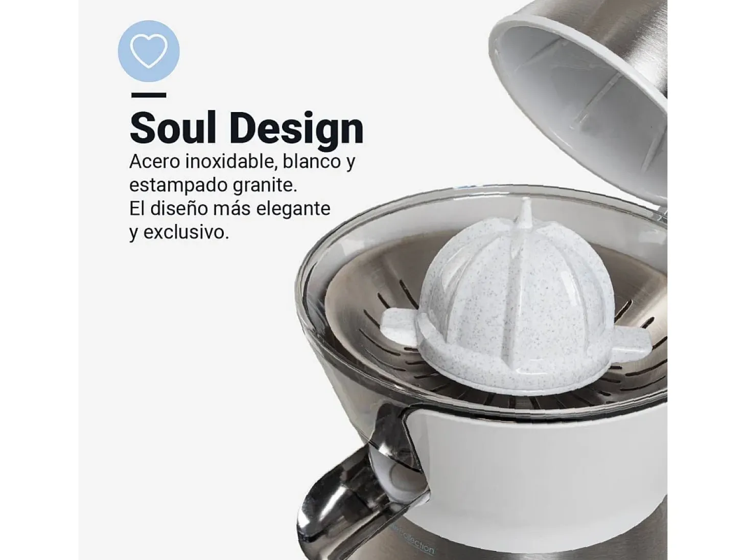 Exprimidor de brazo Juicy Plus Universal Blue 300W 2 conos blanco