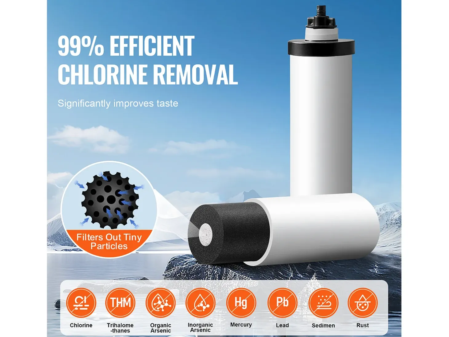 Filtro de Agua Alimentado por Gravedad SucceBuy, Sistema de Filtración de Agua por Gravedad 8,5 L 2 Filtros